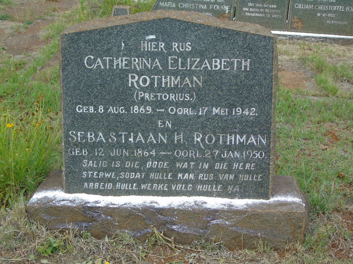 ROTHMAN Sebastiaan H. 1864-1950 &amp; Catherina Elizabeth PRETORIUS 1869-1942
