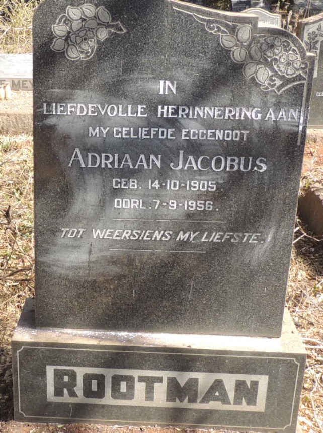 ROOTMAN Adriaan Jacobus 1905-1956