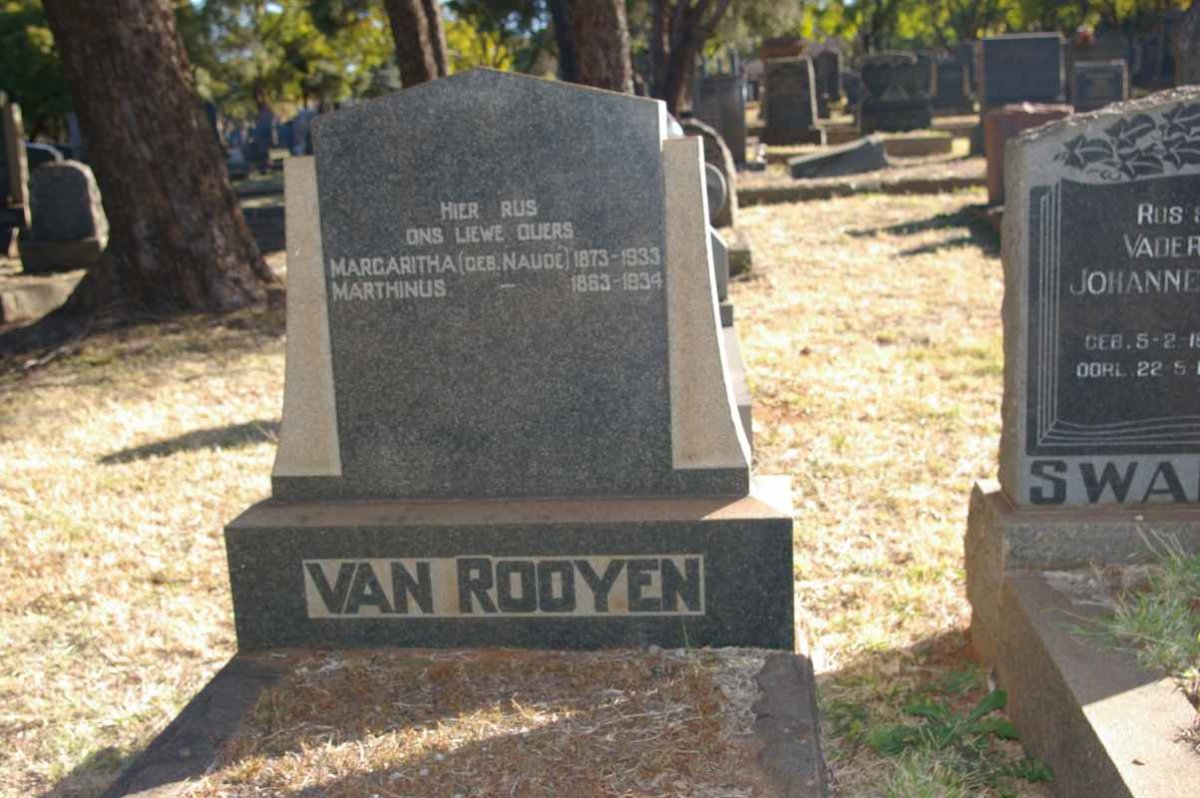 ROOYEN Marthinus, van 1863-1934 &amp; Margaritha NAUDE 1873-1933