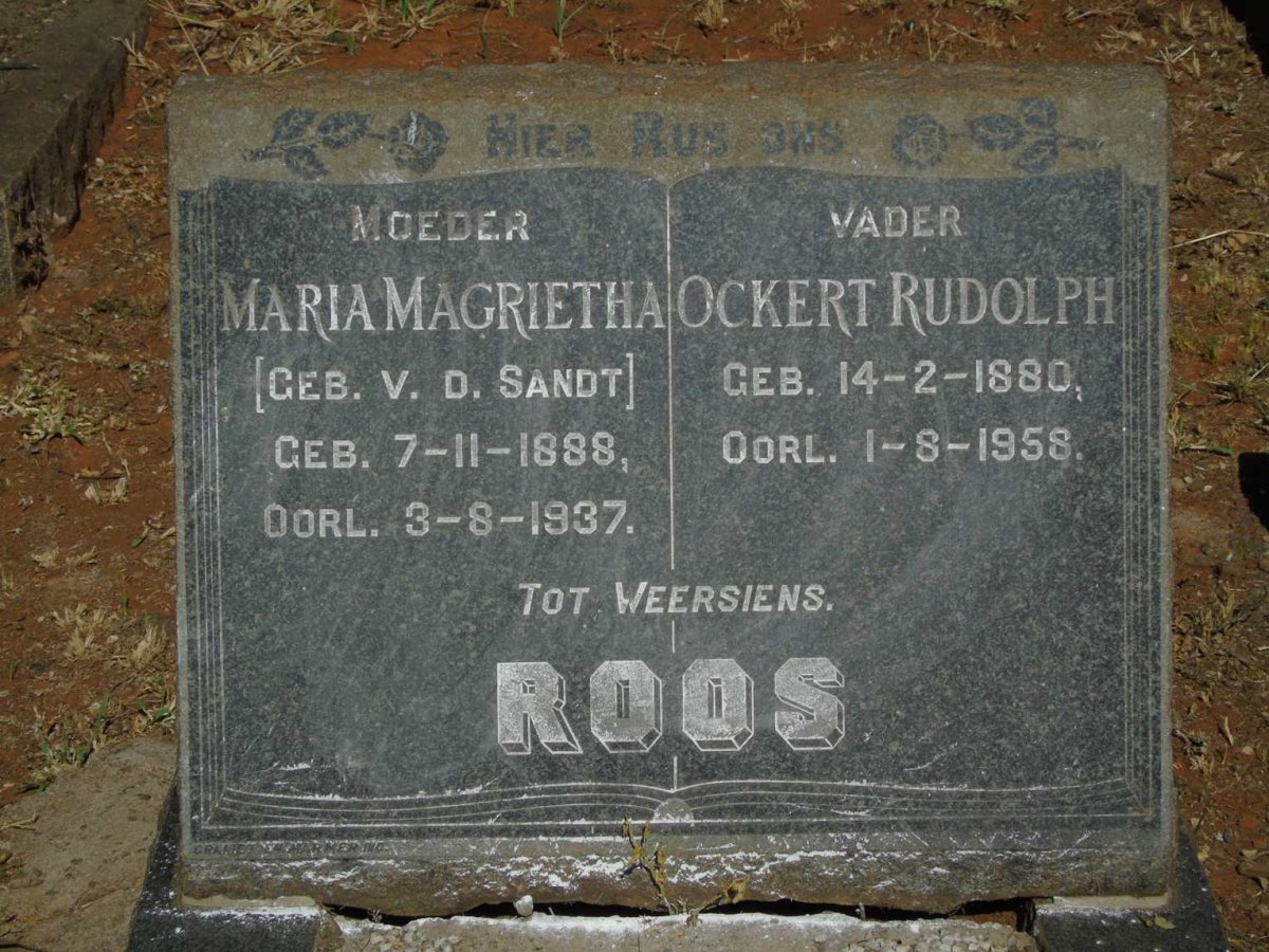 ROOS Ockert Rudolph 1880-1958 & Maria Magrietha V.D. SANDT 1888-1937