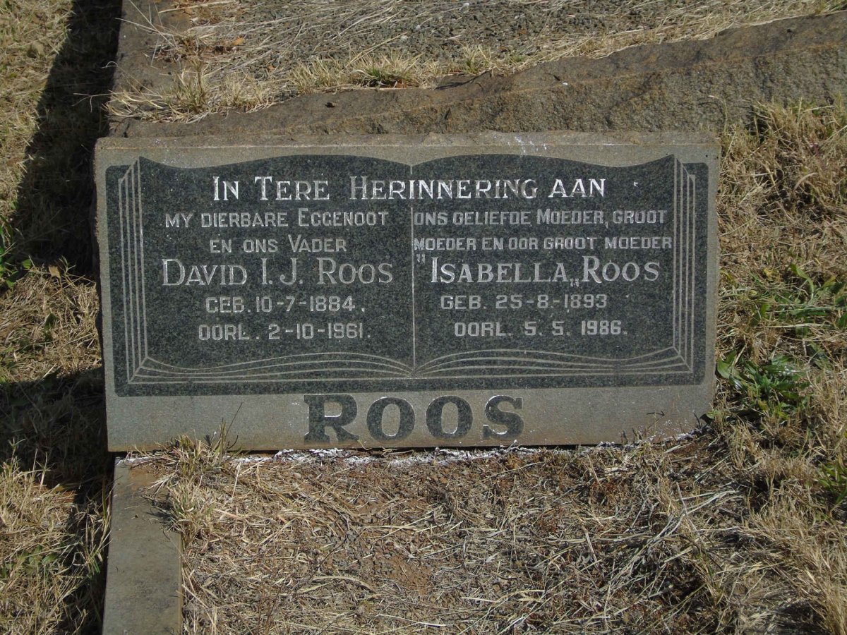 ROOS David I.J. 1884-1961 &amp; Isabella 1893-1986