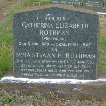 ROTHMAN Sebastiaan H. 1864-1950 &amp; Catherina Elizabeth PRETORIUS 1869-1942