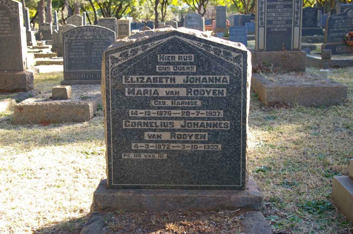 ROOYEN Cornelius Johannes, van 1872-1933 &amp; Elizabeth Johanna Maria HARMSE 1876-1937