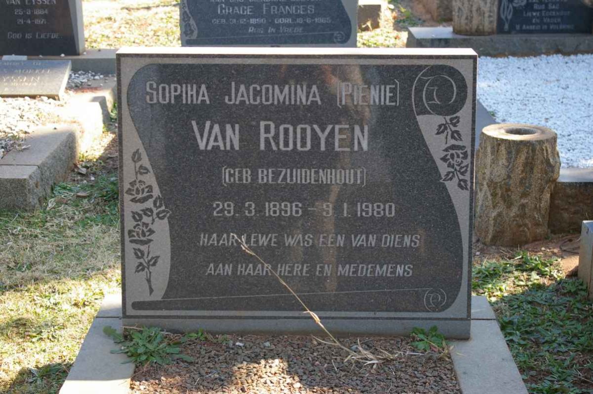 ROOYEN Sophia Jacomina, van nee BEZUIDENHOUT 1896-1980