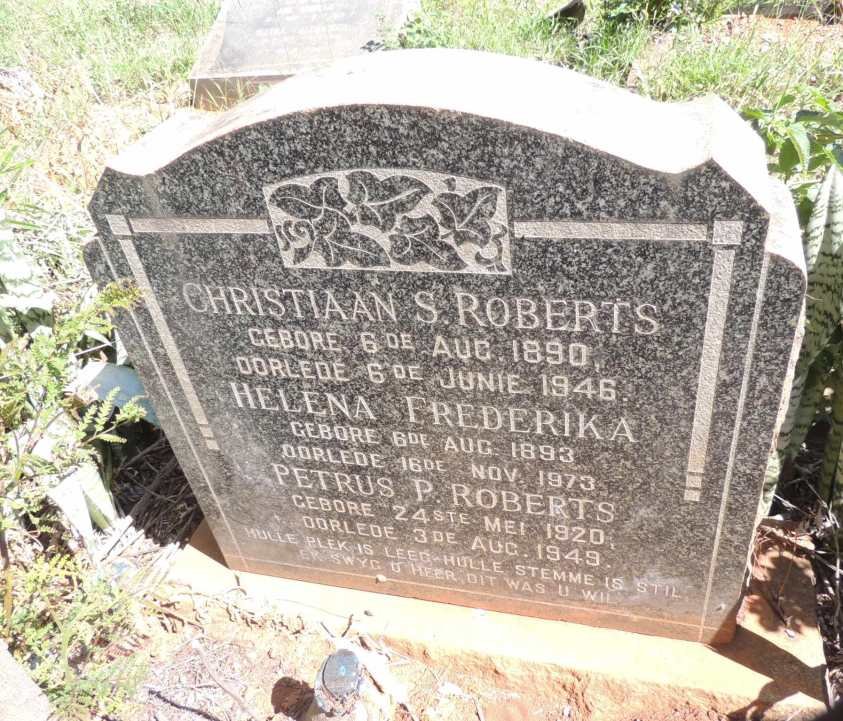 ROBERTS Christiaan S. 1890-1946 & Helena Frederika 1893-1973 :: ROBERTS Petrus P. 1920-1949