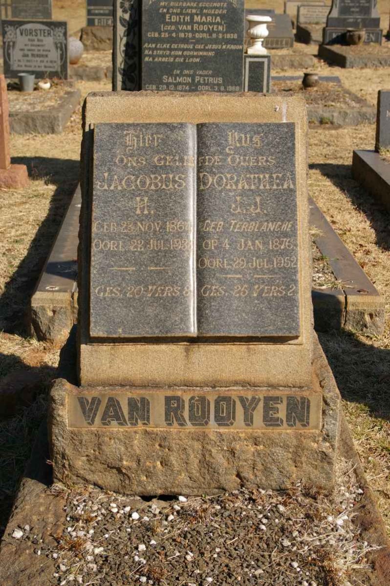 ROOYEN Jacobus H., van 1864-193? &amp; Dorathea J.J. TERBLANCHE 1876-1952 