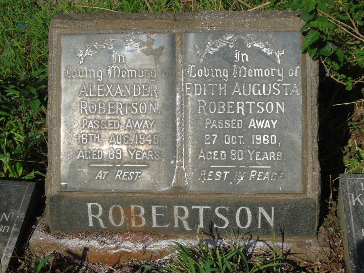 ROBERTSON Alexander -1949 & Edith Augusta -1960 :: ROBERTSON Leslie -1968 :: ROBERTSON Kathleen Constance Jean -1974 _2