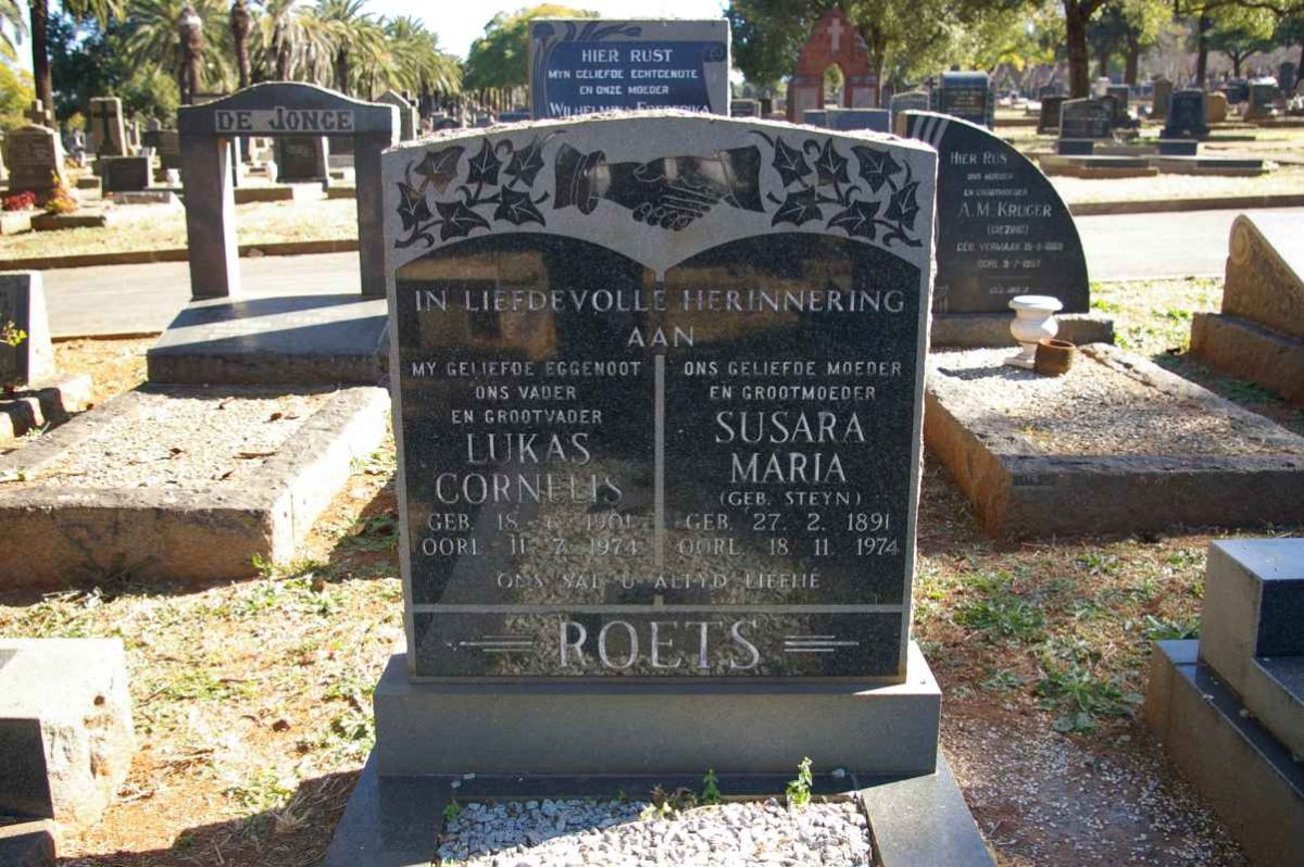 ROETS Lukas Cornelis 1901-1974 &amp; Susara Maria STEYN 1891-1974