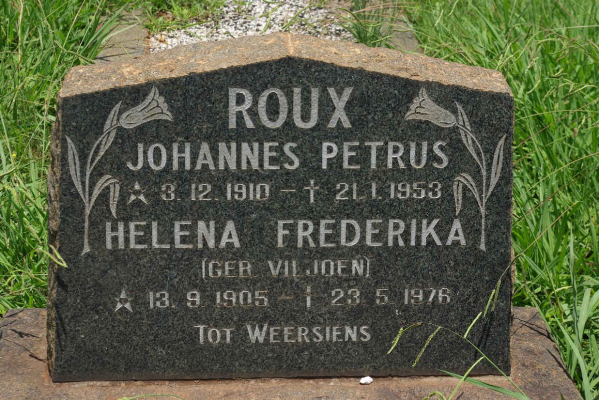 ROUX Johannes Petrus 1910-1953 &amp; Helena Frederika VILJOEN 1905-1976