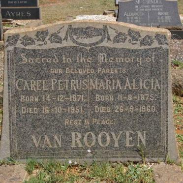 ROOYEN Carel Petrus, van 1871-1951 &amp; Maria Alicia 1875-1960