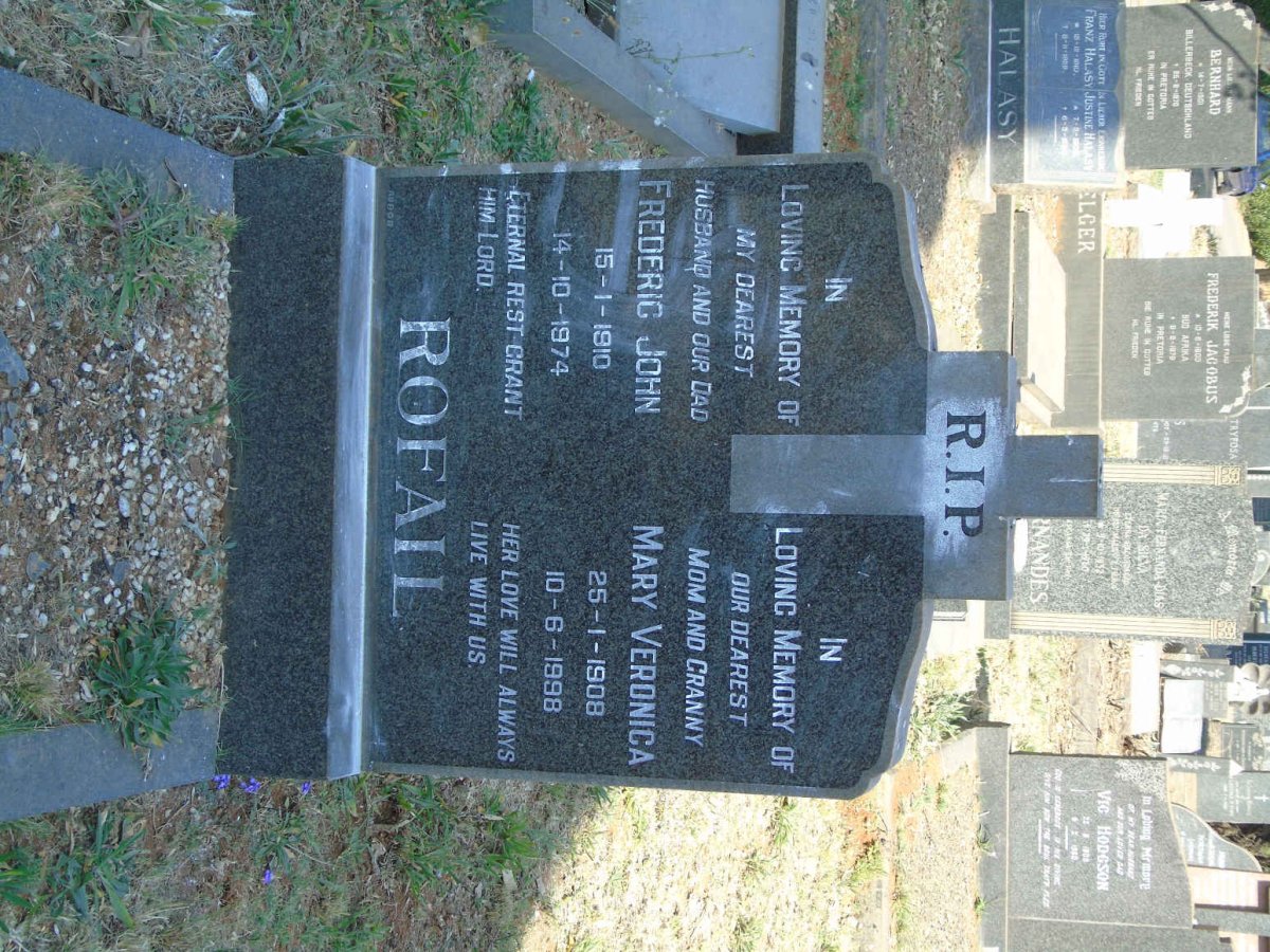 ROFAIL Frederic John 1910-1974 &amp; Mary Veronica 1908-1998