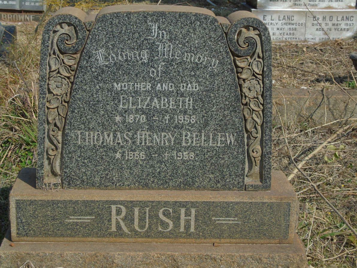 RUSH Thomas Henry Bellew 1866-1958 &amp; Elizabeth 1870-1958