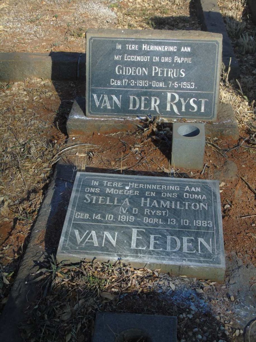 RYST Gideon Petrus, van der 1913-1953 & Stella Hamilton VAN EEDEN 1919-1983