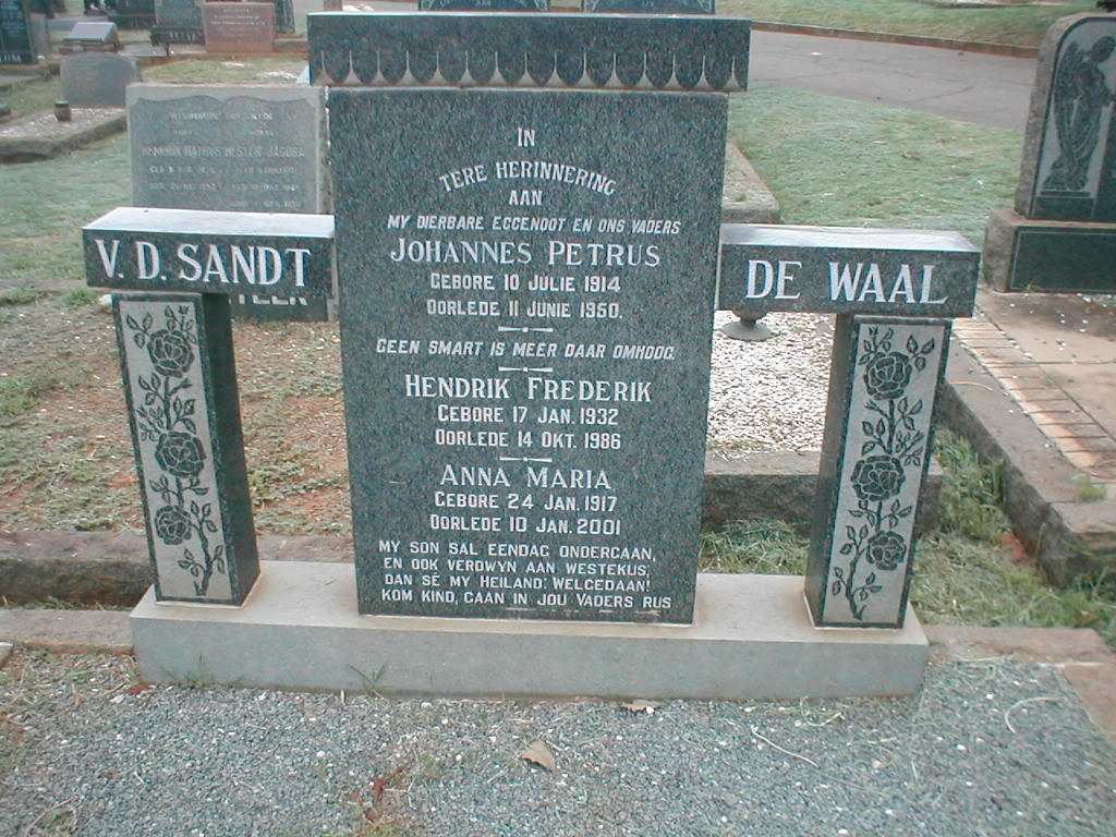 SANDT Johannes Petrus, v.d. 1914-1950 &amp; Anna Maria DE WAAL 1914-2001 :: V.D. SANDT Hendrik Frederik 1932-1986