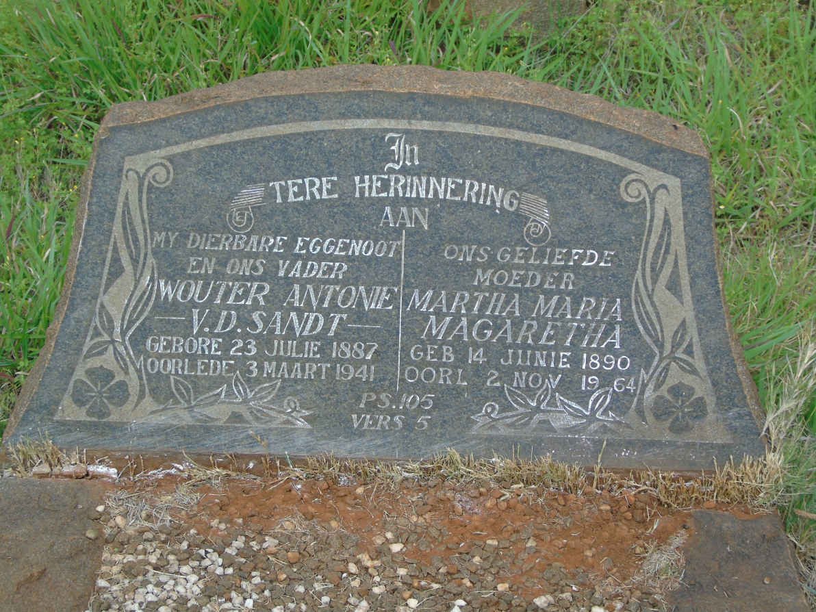 SANDT Wouter Anthonie, van der 1887-1941 &amp; Martha Maria Magaretha 1890-1964
