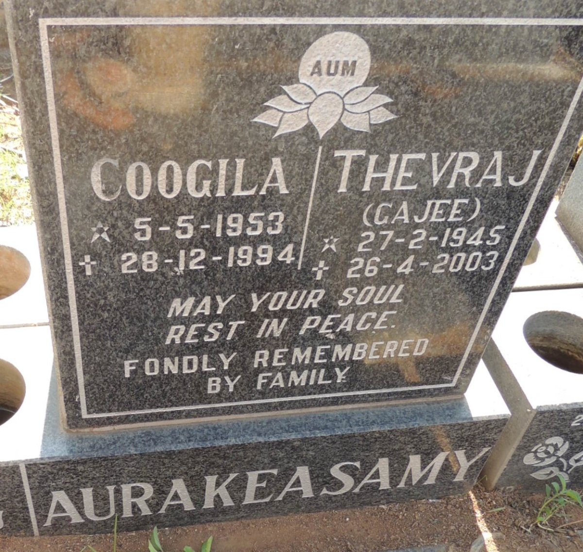 SAMY Thevraj, AURAKEA 1945-2003 & Coogila 1953-1994