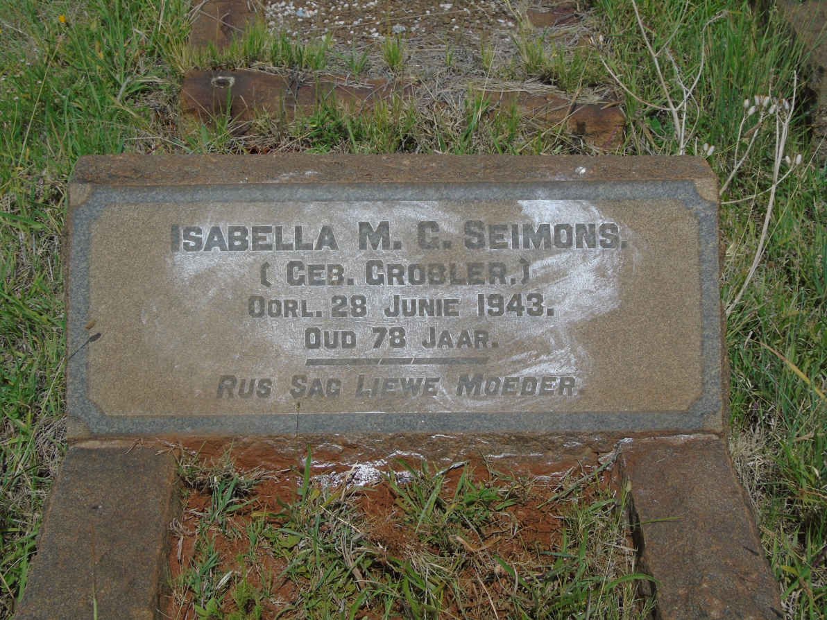 SEIMONS Isabella M.G. nee GROBLER 1865-1943