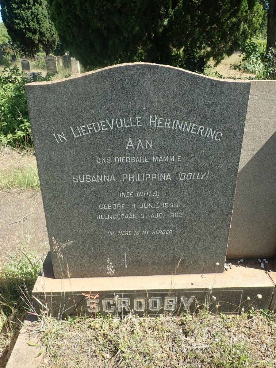 SCROOBY Susanna Philippina nee BOTES 1905-1963