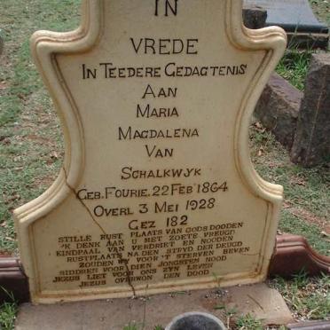SCHALKWYK Maria Magdalena, van neé FOURIE 1864-1928