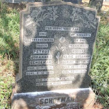 SCHOEMAN Petrus Johannes 1874-1969 &amp; Elsie Susanna HATTINGH 1882-1945