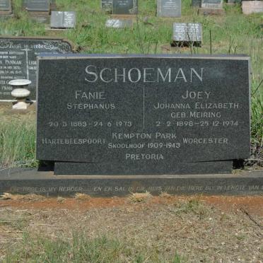 SCHOEMAN Stephanus 1883-1973 & Johanna Elizabeth MEIRING 1898-1974