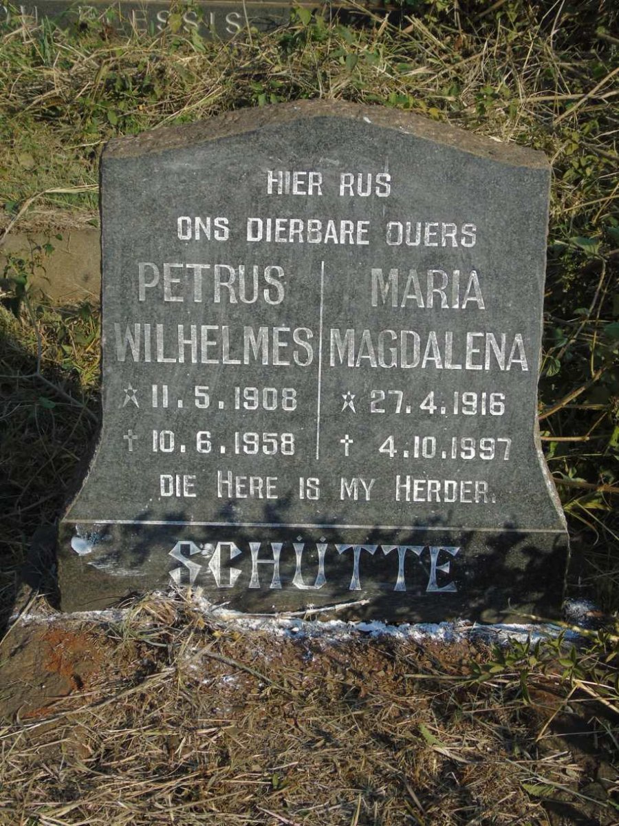 SCHUTTE Petrus Wilhelmes 1908-1958 & Maria Magdalena 1916-1997