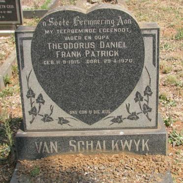 SCHALKWYK Theodorus Daniel Frank Patrick, van 1915-1970