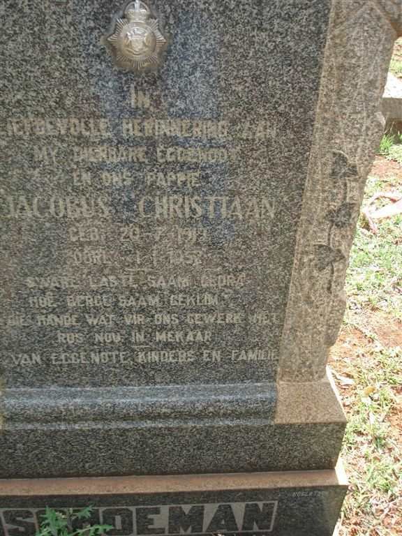 SCHOEMAN Jacobus Christiaan 1919-1953