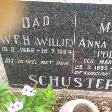 SCHUSTER W.F.H. 1886-1964 &amp; Anna M.C.L. MARNEWECK 1895-1991