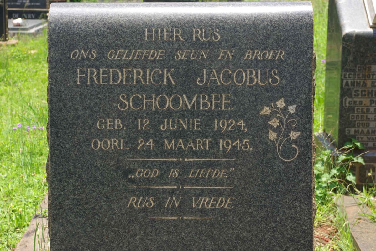 SCHOOMBEE Frederick Jacobus 1924-1945
