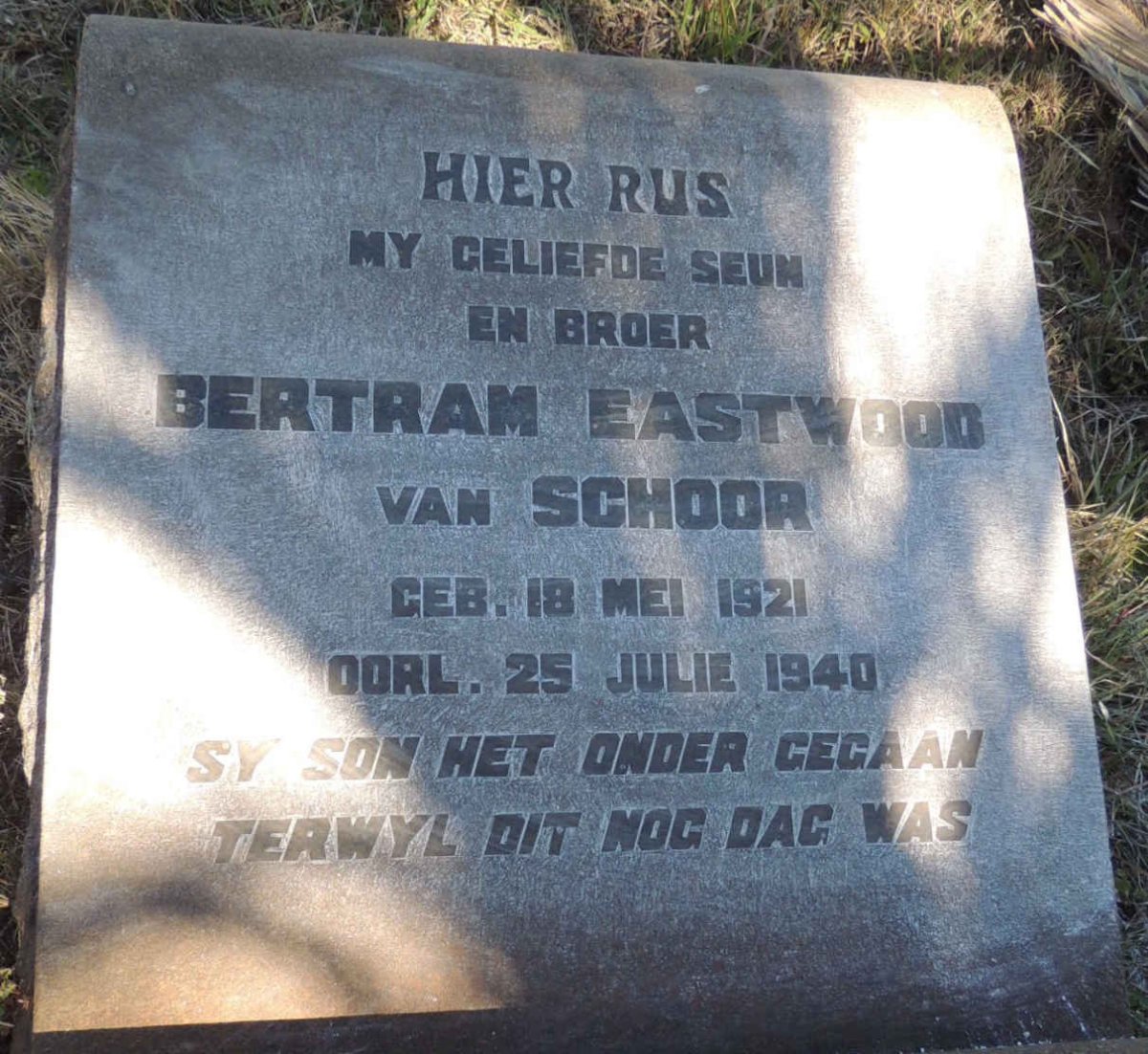SCHOOR Bertram Eastwood, van 1921-1940