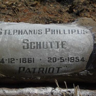 SCHUTTE Stephanus Phillipus 1861-1954