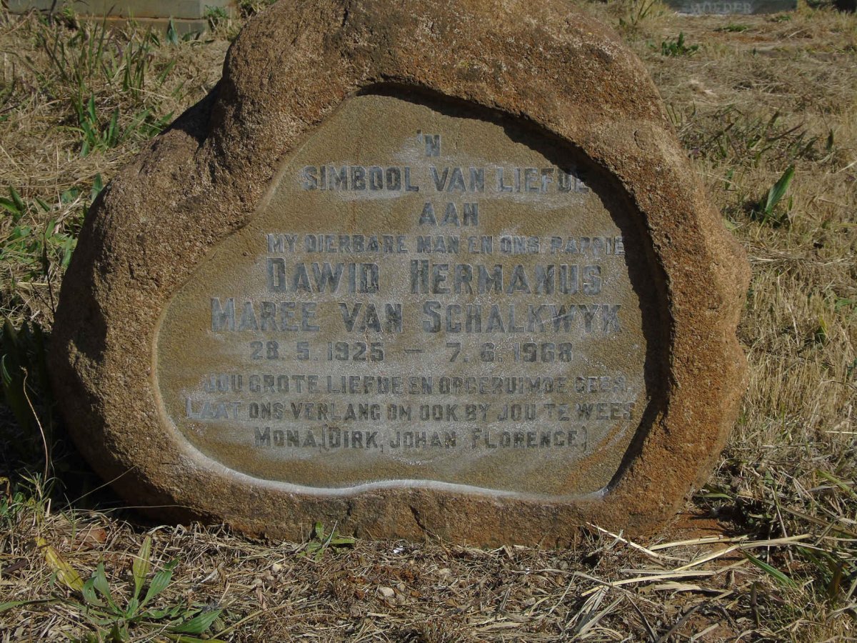 SCHALKWYK Dawid Hermanus Maree, van 1925-1968