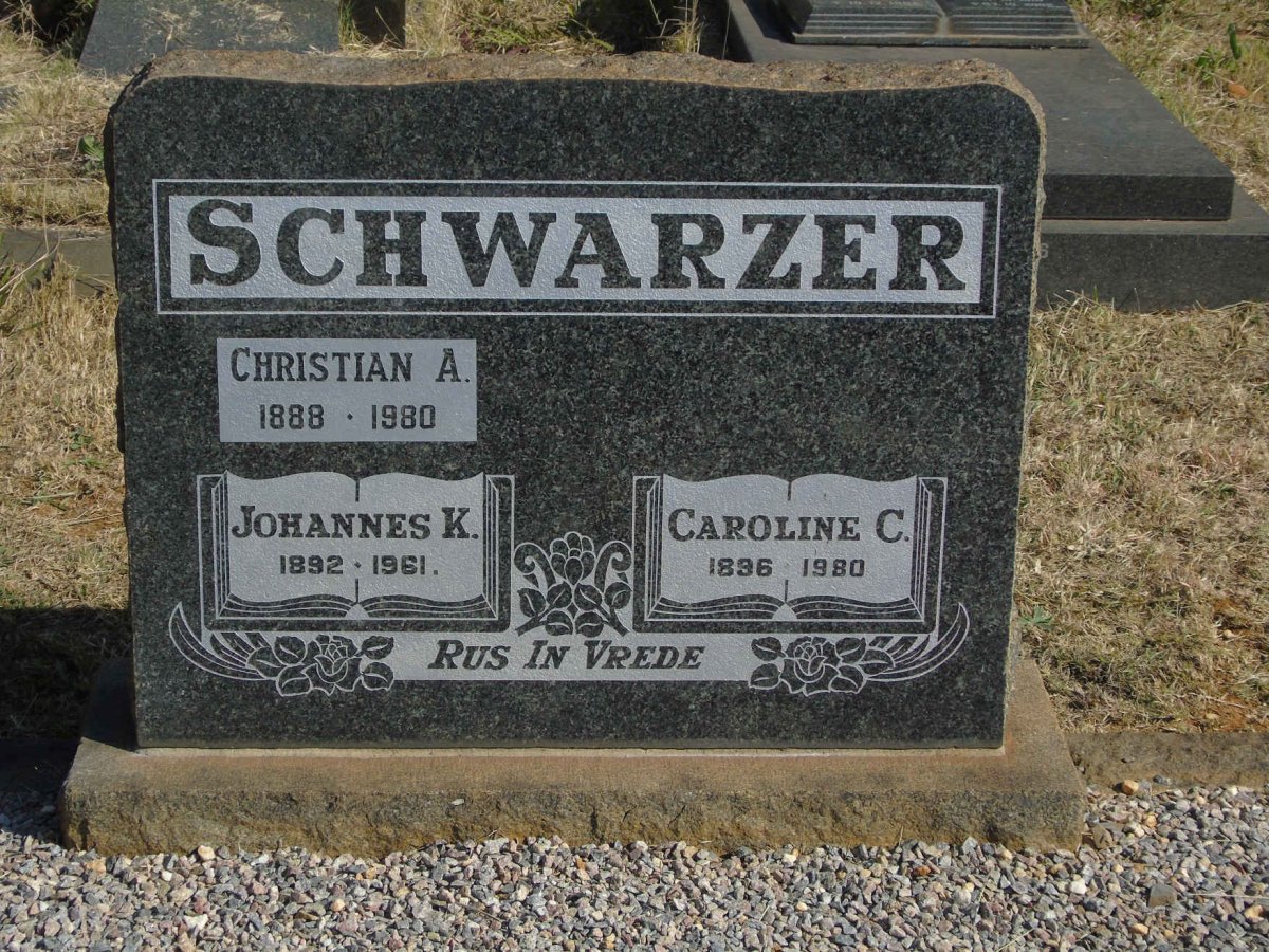 SCHWARZER Christian A. 1888-1980 :: SCHWARZER Johannes K. 1892-1961 &amp; Caroline C. 1896-1980