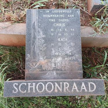 SCHOONRAAD Chris 1894-1963 & Kata 1902-1957