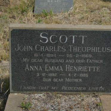 SCOTT John Charles Theophilus 1894-1969 &amp; Anna Emma Henriette 1892-1985