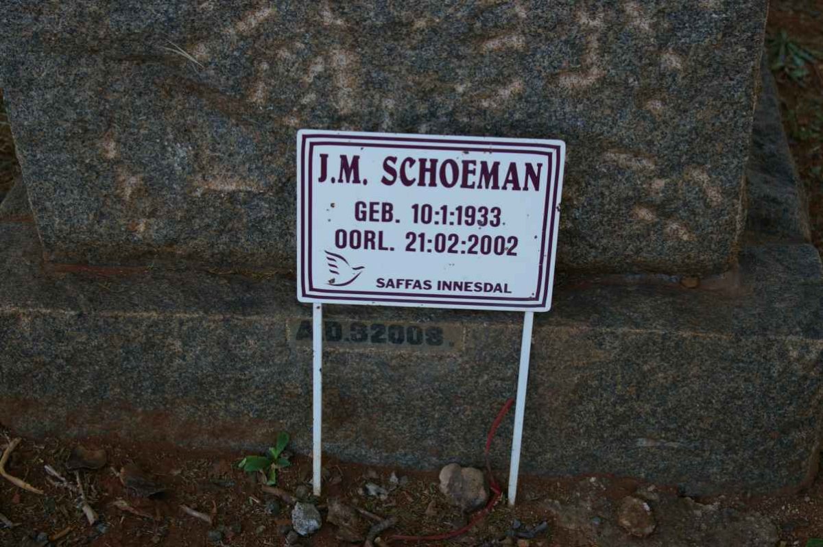 SCHOEMAN J.P. 1933-2002