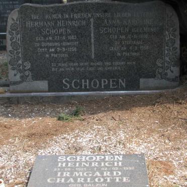 SCHOPEN Hermann Heinrich 1882-1958 &amp; Anna Karoline MUND 1886-1958