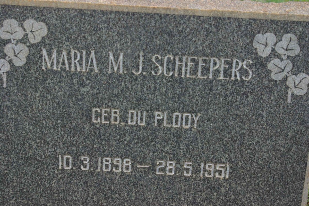 SCHEEPERS Maria M.J. nee DU PLOOY 1898-1951