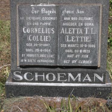SCHOEMAN Cornelius 1887-1964 &amp; Aletta T.L. MARITZ 1895-1973