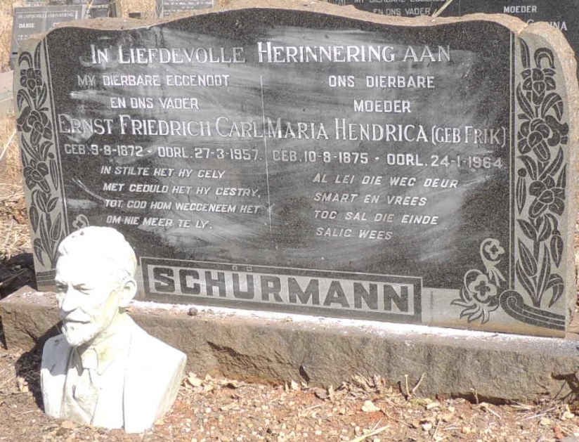 SCHURMANN Ernst Friedrich Carl 1872-1957 & Maria Hendrica FRIK 1875-1964