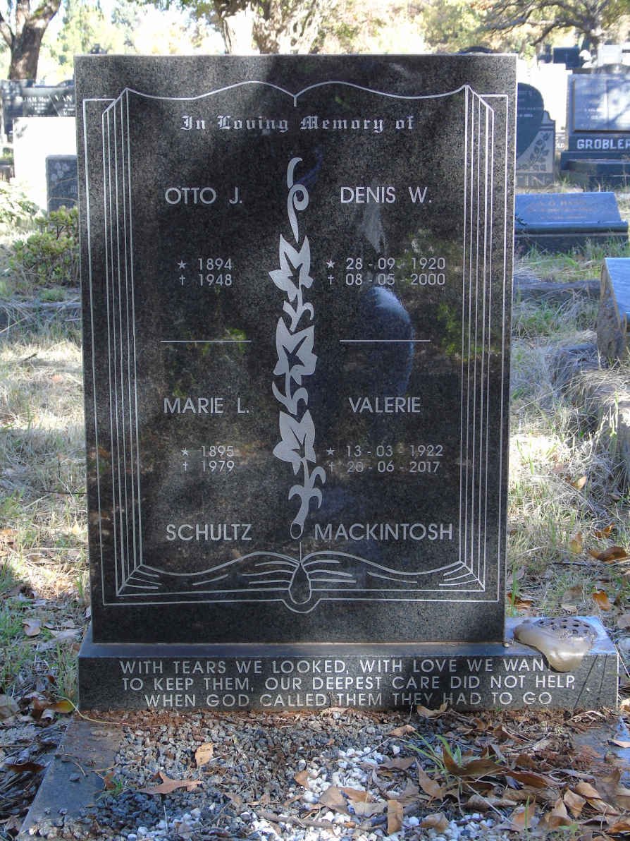 SCHULTZ Otto J. 1894-1948 &amp; Marie L. 1895-1979 :: MACKINTOSH Denis W. 1920-2000 &amp; Valerie 1922-2017