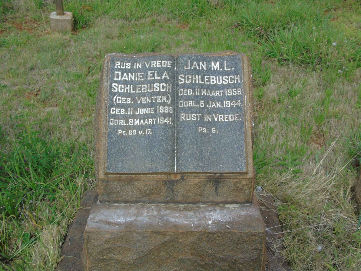 SCHLEBUSCH Jan M.L. 1859-1944 &amp; Danie Ela VENTER 1868-1941