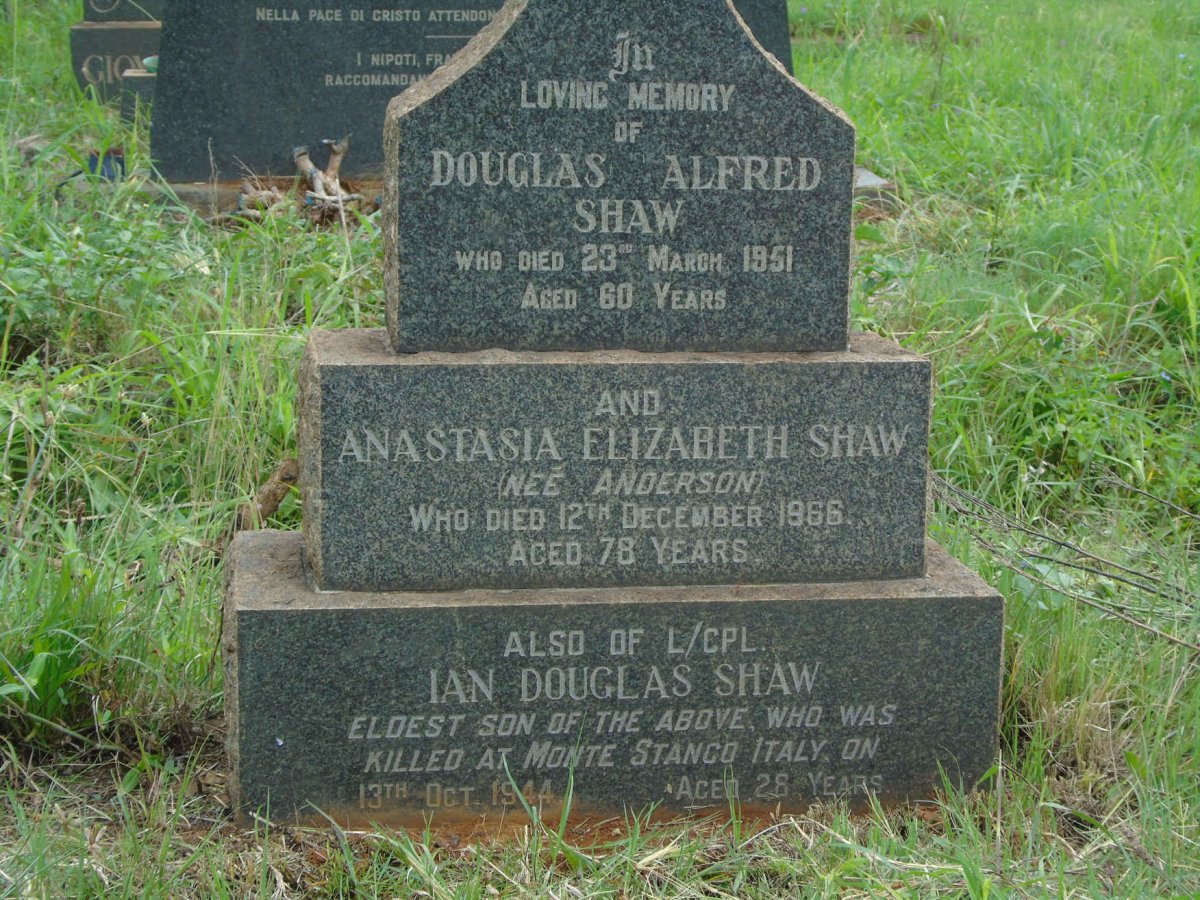 SHAW Douglas Alfred -1951 &amp; Anastasia Elizabeth ANDERSON -1966 :: SHAW Ian Douglas -1944