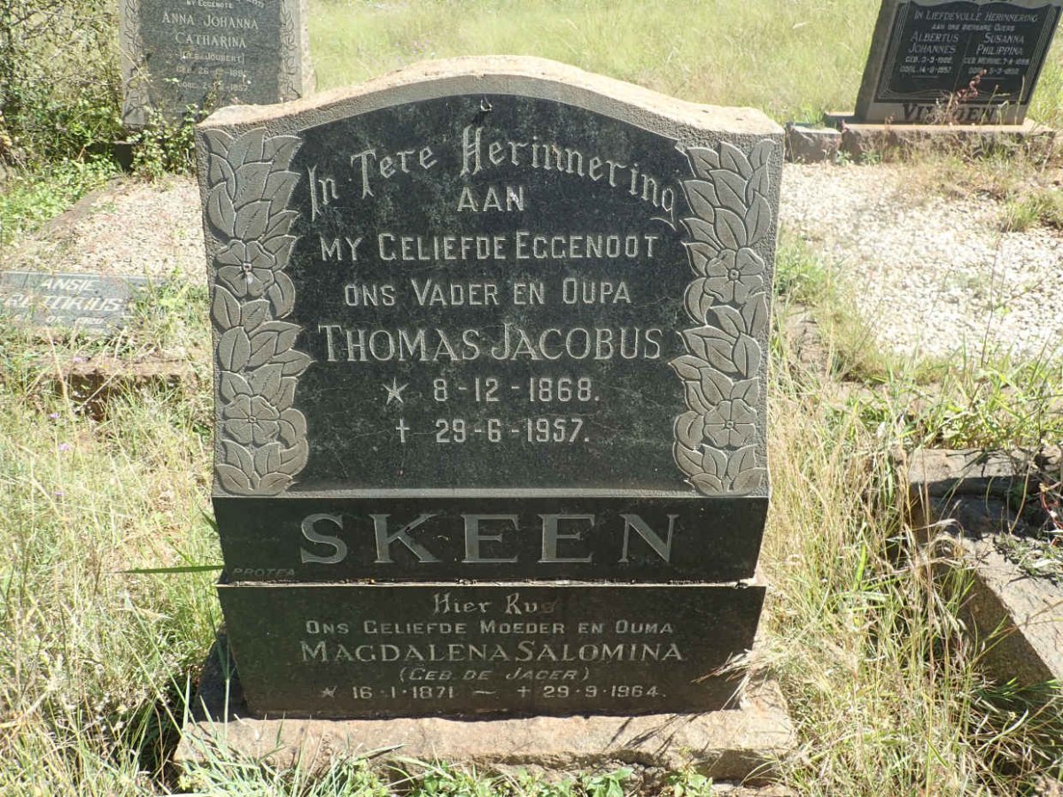 SKEEN Thomas Jacobus 1868-1957 &amp; Magdalena Salomina DE JAGER 1871-1964