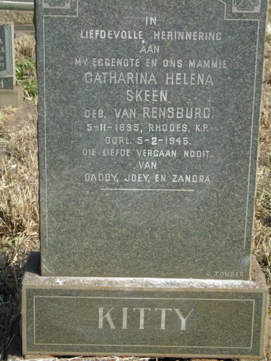 SKEEN Catharina Helena nee VAN RENSBURG 1895-1945