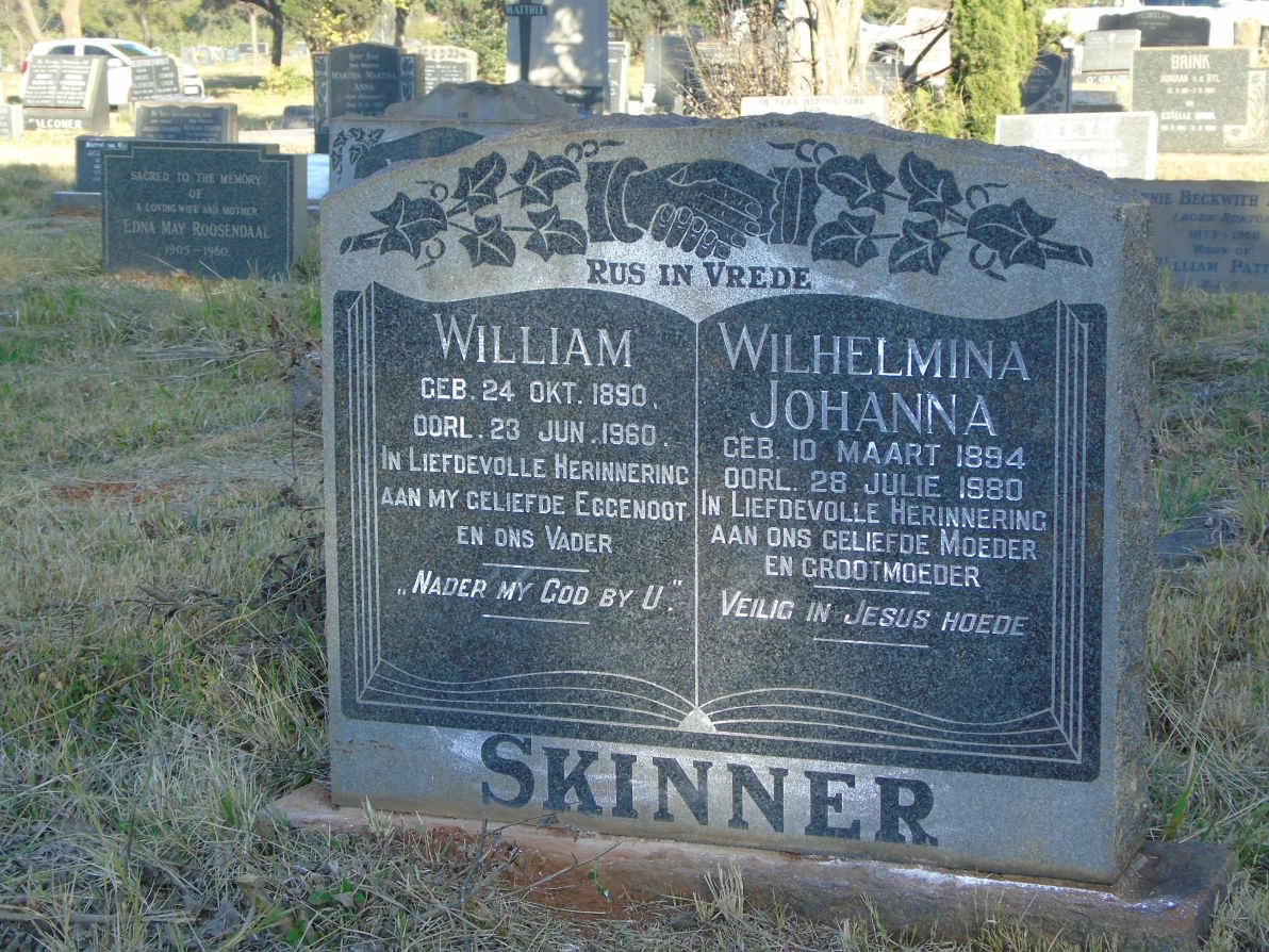 SKINNER William 1890-1960 &amp; Wilhelmina Johanna 1894-1980