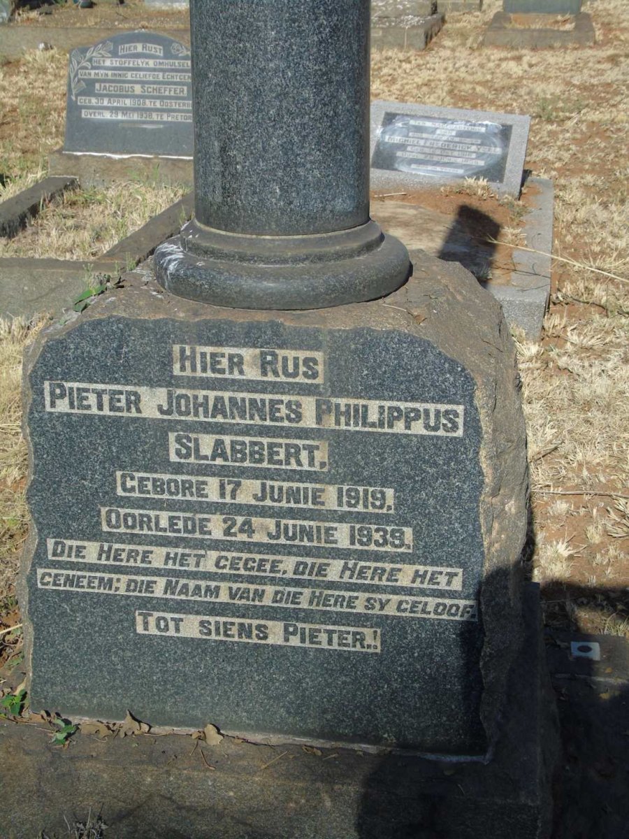 SLABBERT Pieter Johannes Philippus 1919-1939 