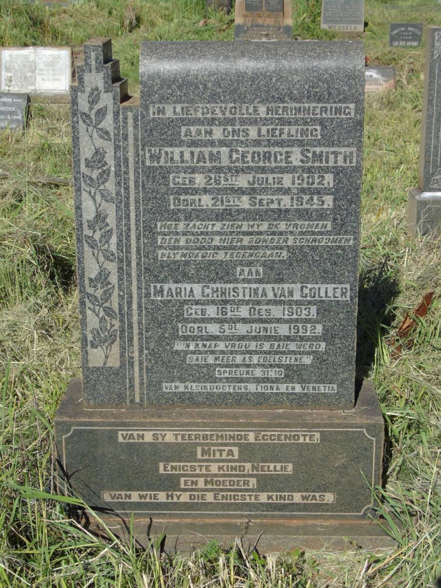 SMITH William George 1902-1945 :: COLLER Maria Christina, van 1903-1992