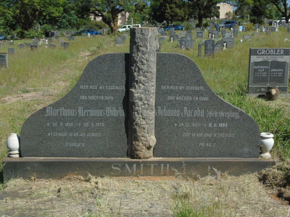 SMITH Marthinus Hermanus Wilhelm 1898-1975 & Johanna Jacoba GREYLING 1907-1993